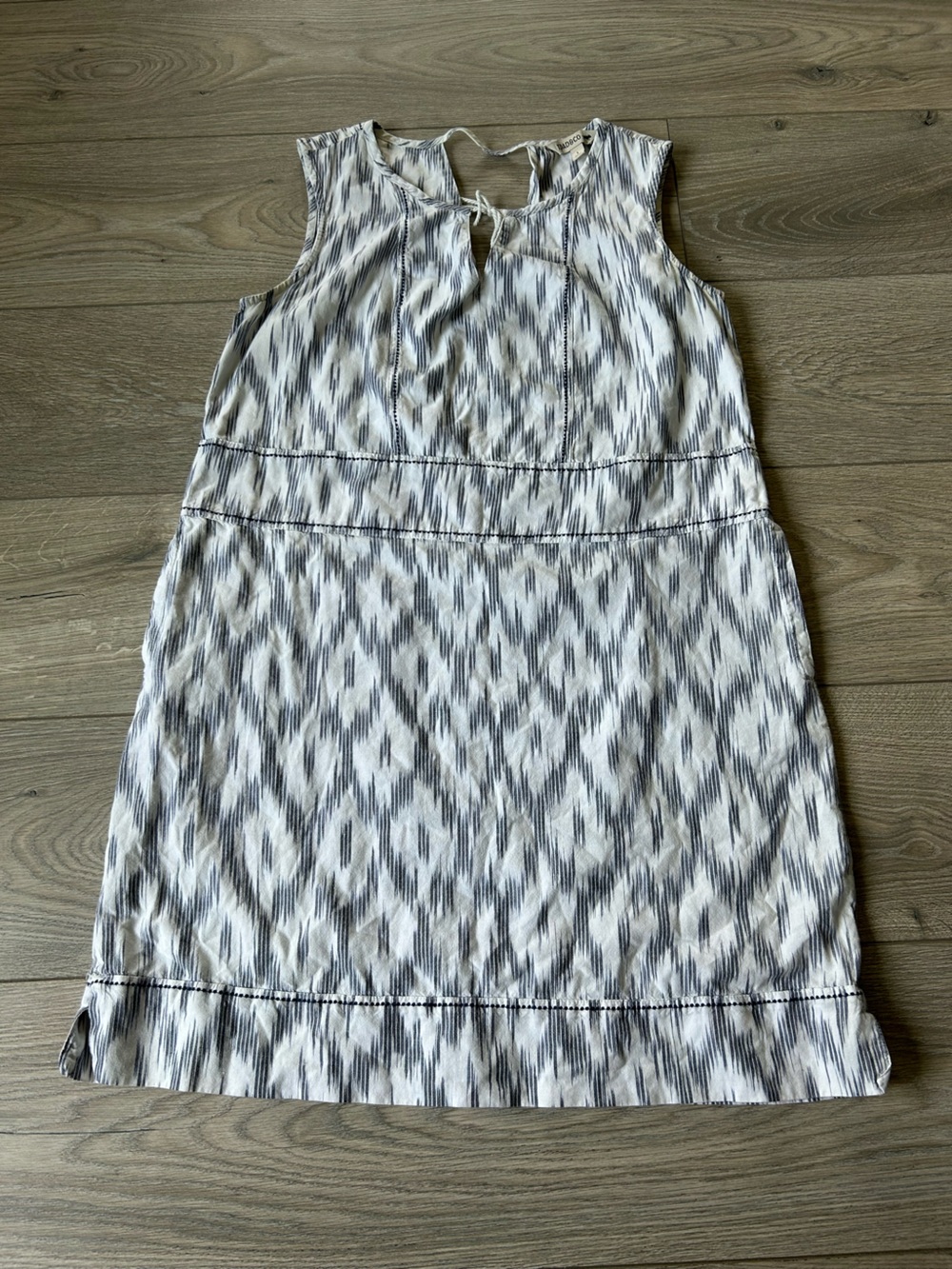 Toad & Co Shakti Sleeveless Organic Cotton Casual Mini Dress Egret Ikat Size L - Picture 2 of 10